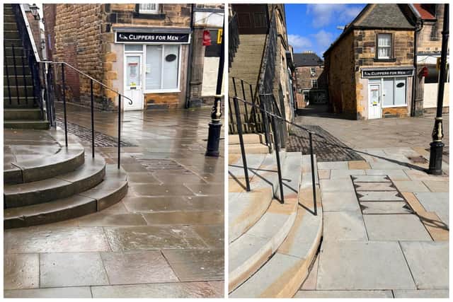Before and after: Andrew is removing chewing gum, dog dirt and green algae from pavements.