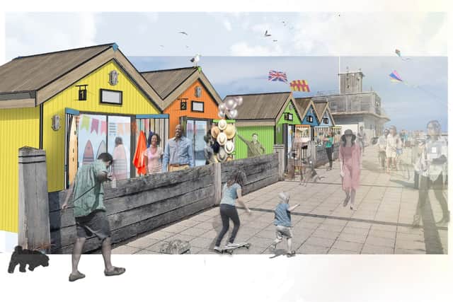 A CG image showing what the Blyth Beach retail pods could look like. Photo: Blyth Valley Enterprise Ltd.