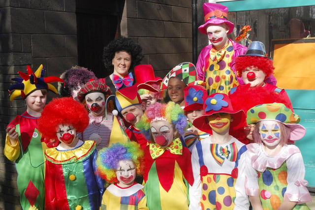 Pupils and staff at Alnwick South school dressed up as clowns for Red Nose Day 2011.