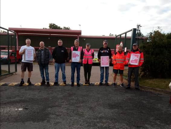 Strike action at the Royal Mail depot in Alnwick.
