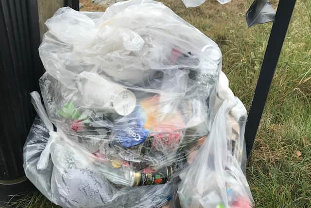 Rubbish collected at Northumberlandia after being left behind by visitors.