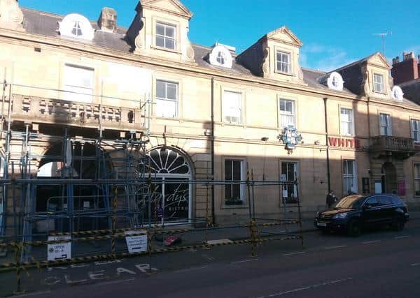 Scaffolding in front of The White Swan Hotel in Alnwick.
