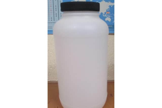 Northumbria Police say that the stolen container looks similar to the one pictured and has the word "hazardous" on it.