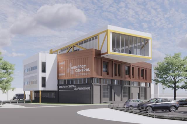 An artist impression of the Energy Central Learning Hub. Construction will begin once demolition work is complete.