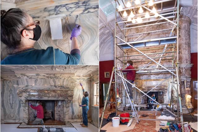 Conservation work in the Drawing Room at Cragside, near Rothbury.