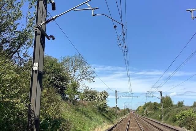 Overhead wires have been damaged between Newcastle and Berwick.