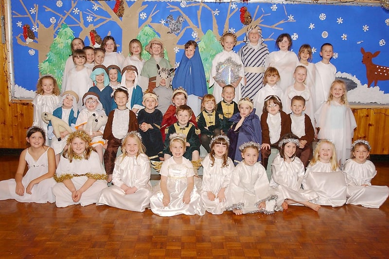 Pupils from Amble Links First School in their Christmas performance of The Angel's Tale.