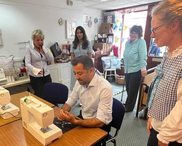 First Minister Humza Yousaf shows off his sewing skills.