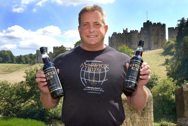 IAN LINSLEY WITH THE ALNWICK RUM WHICH HAS JUST WON AN AWARD IN THE INTERNATIONAL WINE AND SPIRIT COMPETITION.