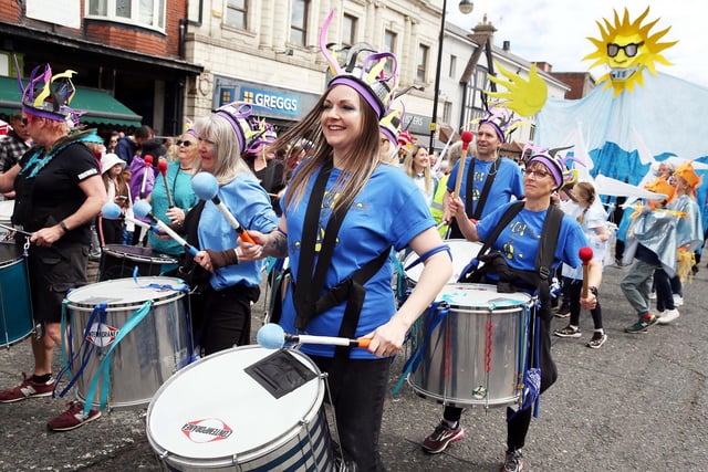 The beat of the drum as the Carnival parade makes its way through Whitley Bay town centre.