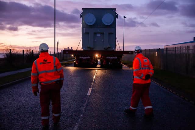 A North Sea Link transformer on its way from Port of Blyth to be installed at the Converter Site in Cambois in March last year.