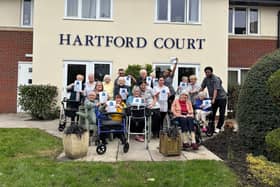 Hartford Court staff and residents celebrate being named in the North East top 20. (Photo by HC-One)