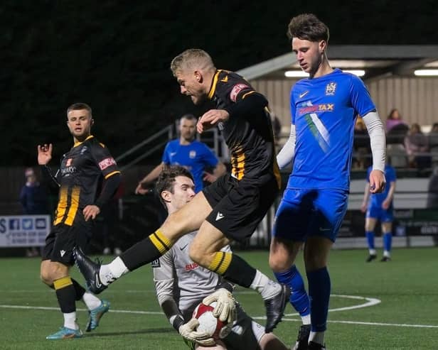 Morpeth Town struggled to find a way past the Blyth Town keeper on Tuesday night. Picture: George Davidson