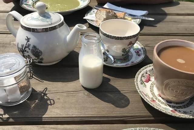 A beautiful tea service at The Rocking Horse Cafe and Gallery.