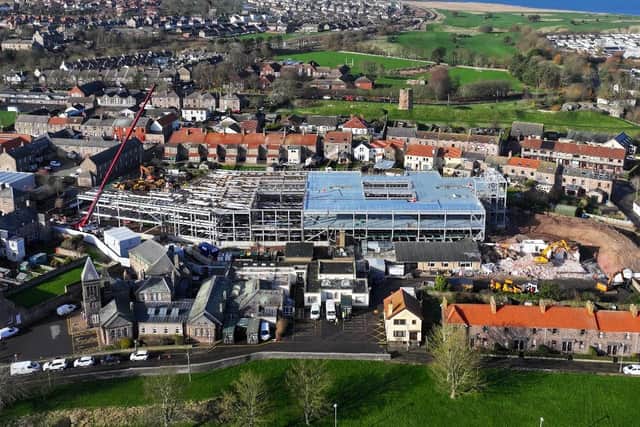 An aerial view of work taking place at the new Berwick hospital site. Picture by www.someseedifferent.com