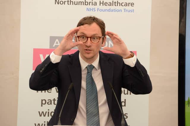 Henry Kippen, Director of Economy for North of Tyne Combined Authority giving a speech at the launch of Northumbria Healthcare's Our Community Promise strategy at Berwick Infirmary. Pictures by Raoul Dixon/North News