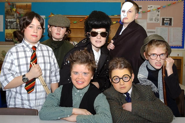 Some of the main characters In the Dukes Middle School's Christmas performance of The Rocky Monster Show in December 2004.