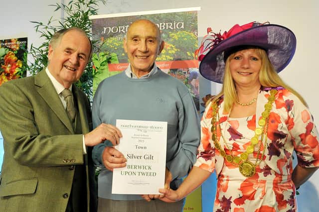Northumbria in Bloom presentation (2015): Lord Beith presents an award for Berwick to Bernard Shaw, centre, and Hazel Bettison. Picture: Jane Coltman.