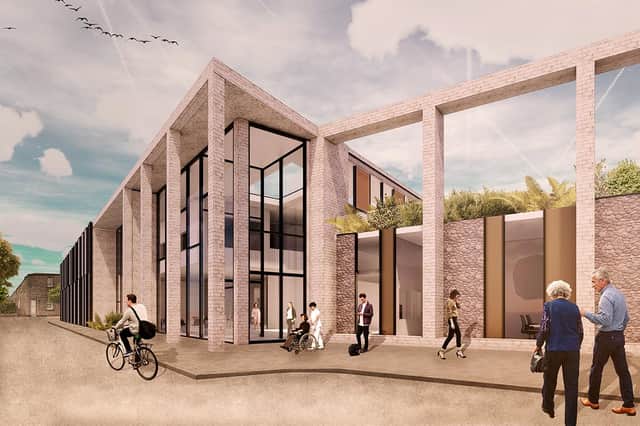 An artist’s impression of how the main entrance of the proposed new Berwick hospital could look.