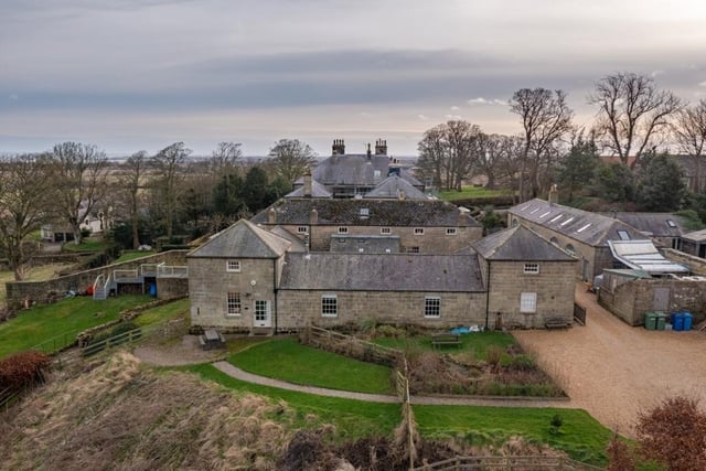 An aerial view of the stable block.