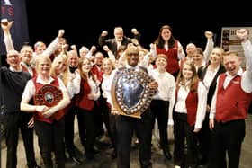 Newbiggin Brass Band celebrate their regional win.