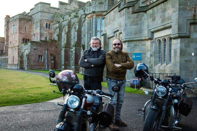 Si King and Dave Myers at Bamburgh Castle. Picture: BBC/South Shore