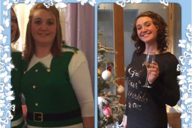 Before and after pictures of slimmer Rebecca Ternent.