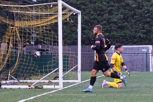 Goalscorer Sam Hodgson has extended his loan deal at Morpeth Town until the end of the season. Picture: George Davidson