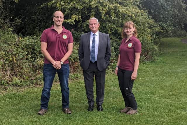 Mark Child programme manager of the Great Northumberland Forest, council leader Glen Sanderson and woodland officer Kirsten Johnson.