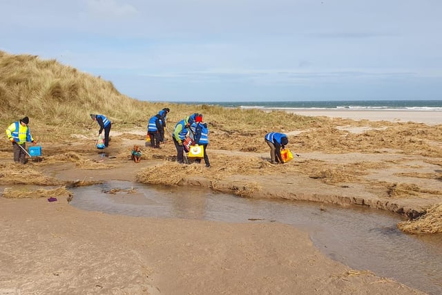 Bamburgh Beach group in action.
