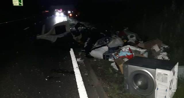 A washing machine was among the debris left on the A1 and the crash.
