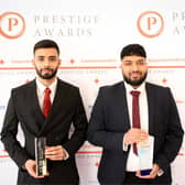 Suleman Khan, left, and Akbar Khan with the North England Prestige Awards accolade for Magna Tandoori.