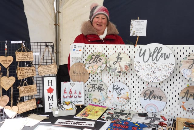 The items available at this stall included personalised name plaques.