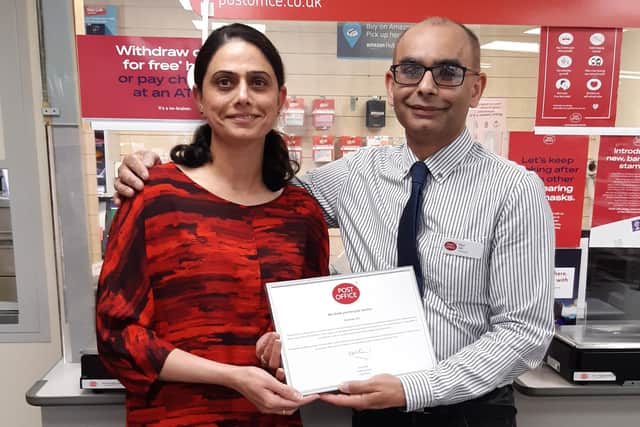 Paul Gill and his wife Gopi, who are leaving Seaton Hirst post office.