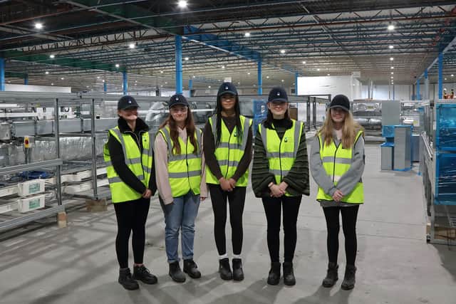 New engineering apprentices, from left, Sophie Orrick, Molly Giles, Emily Anderson, Katie Priest and Jasmine Henson. (Photo by Merit)