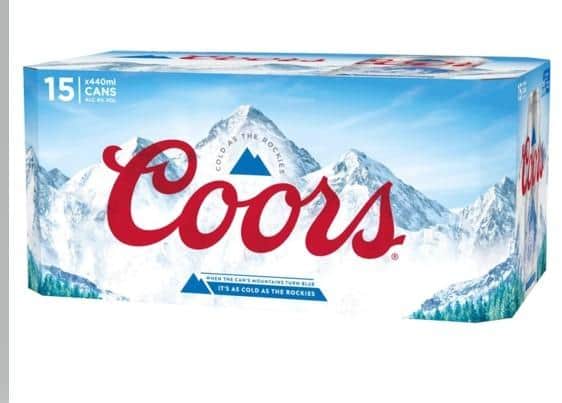 Save 37% on a 15-pack of Coors cans, now £10.00, down from £16.00.