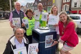 Pictured in Morpeth Market Place are Dai Richards, Barry Swan and Julie Stephenson (Morpeth Rotary), Richard Nash (Morpeth Lions), Sheila Clark and Coun Alison Byard,