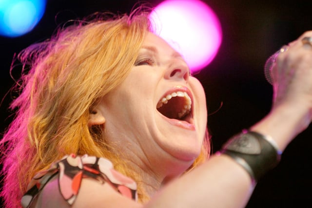 The lead singer of the band T'Pau was the next to entertain the soggy crowd at Alnwick.