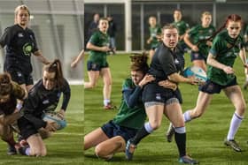 Berwick Rugby Ladies, the Black Diamonds, in action at the Aspiring League Finals. Pictures by Stuart Fenwick.