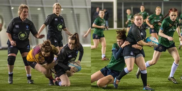 Berwick Rugby Ladies, the Black Diamonds, in action at the Aspiring League Finals. Pictures by Stuart Fenwick.