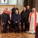 Fr Twomey and returning clergy at St Andrew's Church in Ashington, which has celebrated its 90th anniversary.