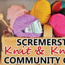 A poster image for the Scremerston Knit and Knatter Community Group.
