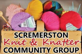 A poster image for the Scremerston Knit and Knatter Community Group.