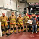 Alnwick fire crew at a recent presentation to departing firefighter Jack Cook.