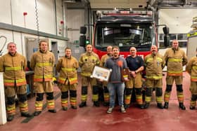 Alnwick fire crew at a recent presentation to departing firefighter Jack Cook.