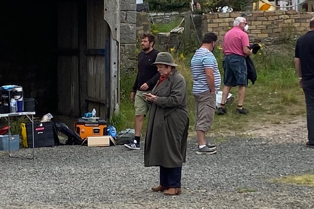 Brenda Blethyn, who plays DCI Vera Stanhope, pauses during filming of one of the scenes for series 11 of the popular ITV crime drama Vera.