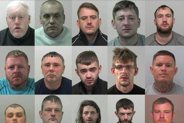 The 15 fugitives wanted by Northumberland Police.