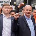 RMT General Secretary Mick Lynch, centre. Picture from Getty Images.