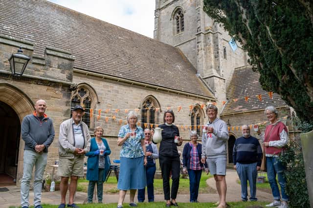 Rev Helen O'Sullivan and parishioners during the Gift Day at St James' Church in Shilbottle. Photograph by Jane Coltman