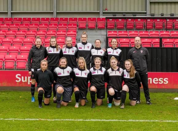 Photo call for Alnwick Town Ladies before their recent Women's FA Cup game at Salford.